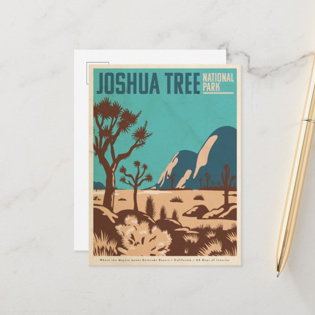 Vintage Joshua Tree national Park illustrated  Postcard (Front/Back In Situ)