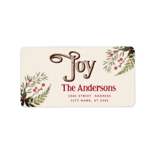 Vintage Joy botanical holly  Label