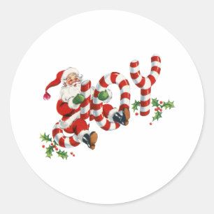 Vintage Joy Santa Christmas Classic Round Sticker