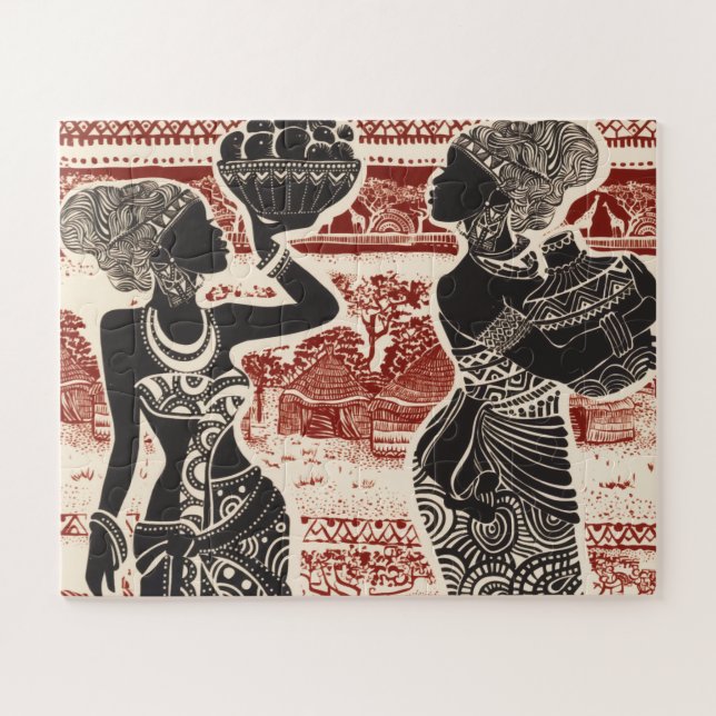Vintage Joy Tribal African Women Village Jigsaw Puzzle (Horizontal)