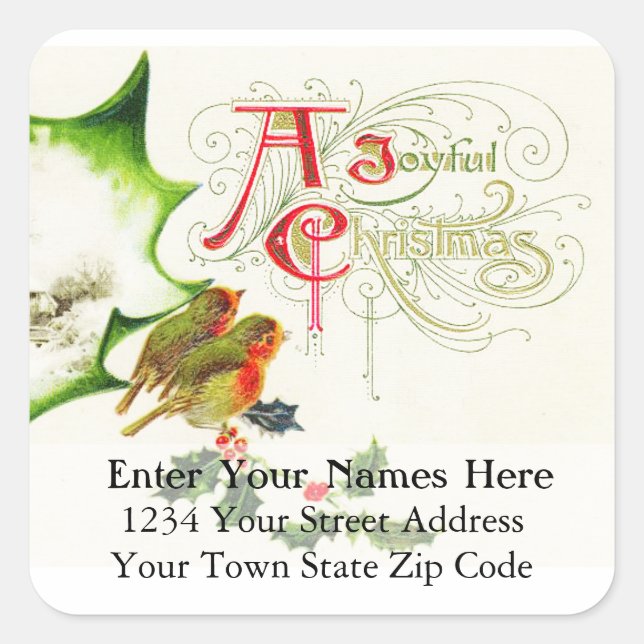 Vintage Joyful Christmas Greetings Address Label (Front)