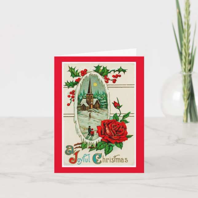 Vintage Joyful Christmas Holiday Card (Front)