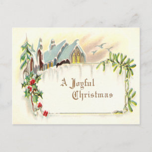 Vintage Joyful Christmas Holiday Postcard