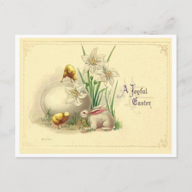 Vintage Joyful Easter Holiday Postcard (Front)