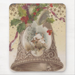 Vintage Joyous Christmas Bell Mouse Mat