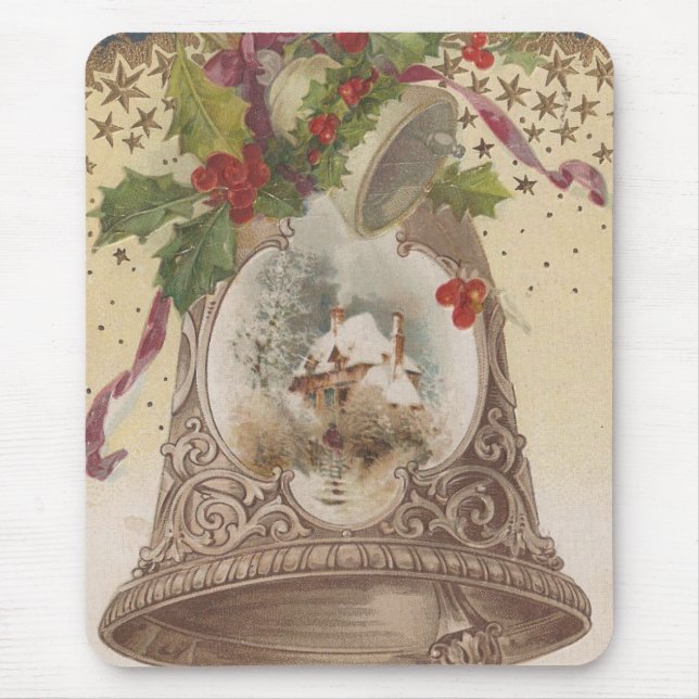 Vintage Joyous Christmas Bell Mouse Mat (Front)