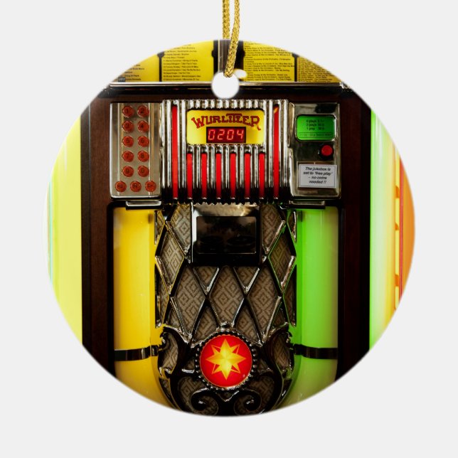 Vintage Jukebox Ceramic Tree Decoration (Front)