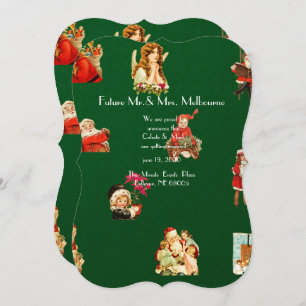 Vintage jule,christmas pattern, victorian,art nouv save the date