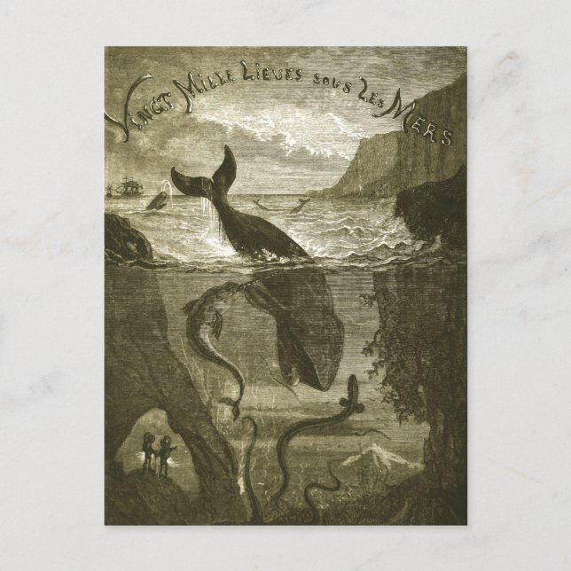Vintage Jules Verne 20,000 Leagues Postcard (Front)