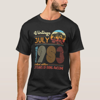 Vintage July 1983 39 Years Old 39Th Birthday Decor T-Shirt