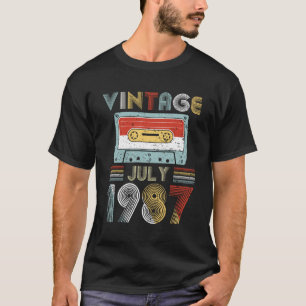 Vintage July 1987 Birthday Cassette Tape T-Shirt
