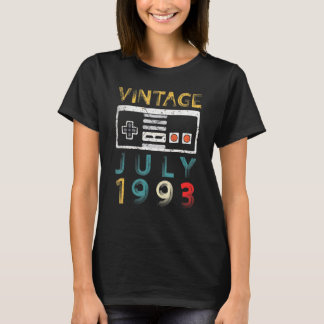 Vintage July 1993 28 Birthday 28 Year Old Gamer T-Shirt