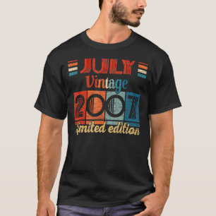 Vintage July 2007 15 Birthday 15 Years Old T-Shirt
