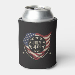 Vintage July 4th 1776 Flag Shield Can Cooler