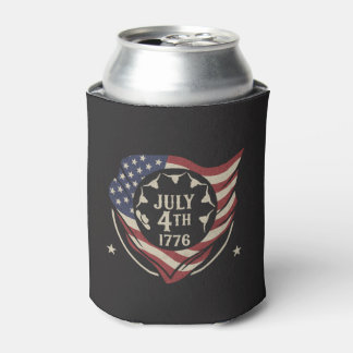 Vintage July 4th 1776 Flag Shield Can Cooler