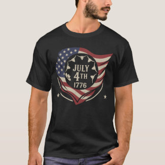 Vintage July 4th 1776 Flag Shield T-Shirt