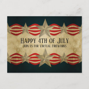 Vintage July 4th Bunting and Stars Postcard