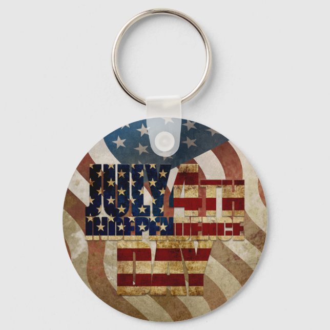 Vintage July 4th Independence Day Design Key Ring (Front)