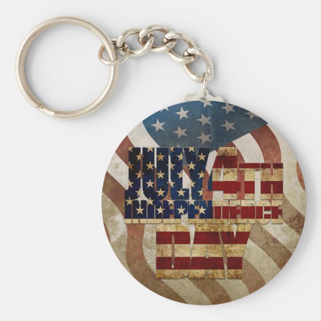 Vintage July 4th Independence Day Design Key Ring (Front)