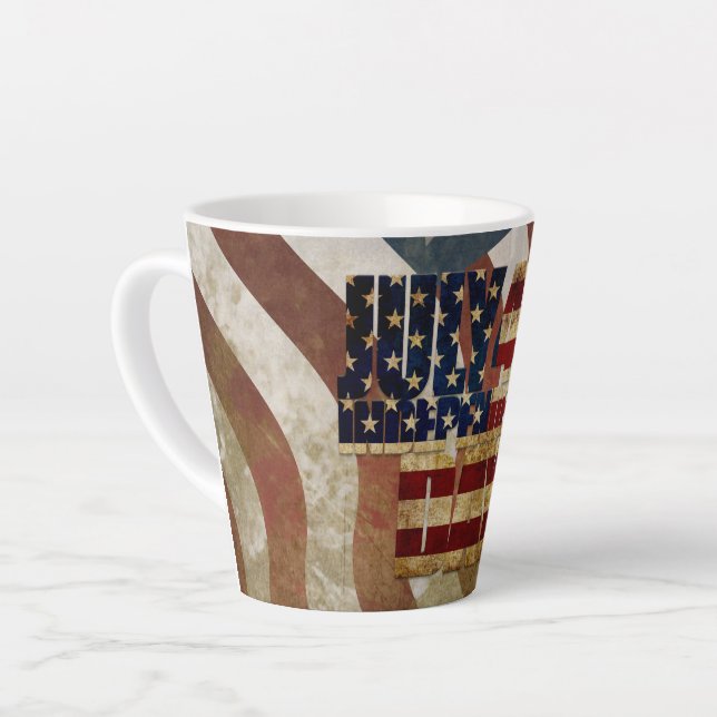 Vintage July 4th Independence Day Design Latte Mug (Left Angle)