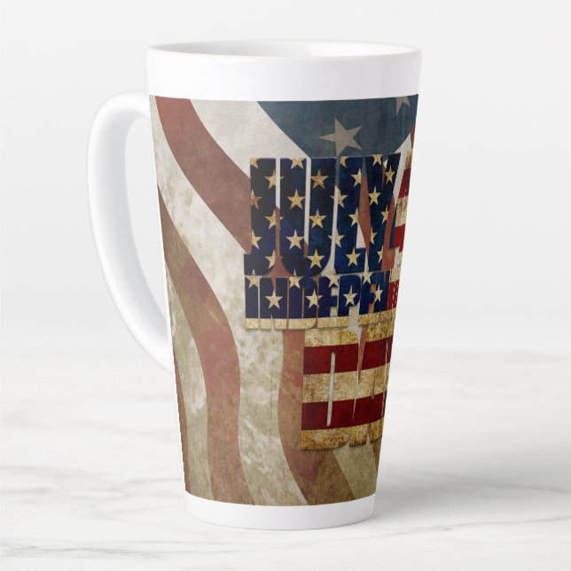 Vintage July 4th Independence Day Design Latte Mug (Left Angle)
