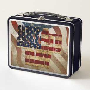 Vintage July 4th Independence Day Design Metal Lunch Box