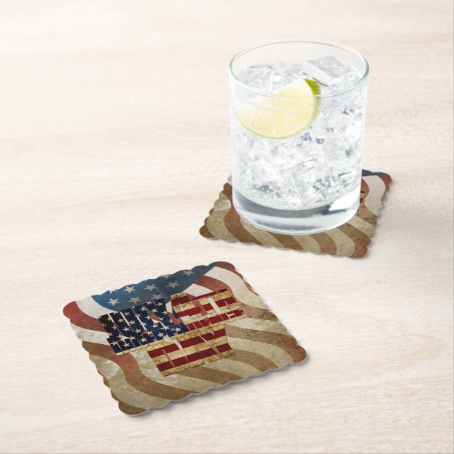 Vintage July 4th Independence Day Design Paper Coaster (Insitu)