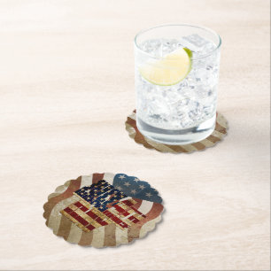 Vintage July 4th Independence Day Design Paper Coaster