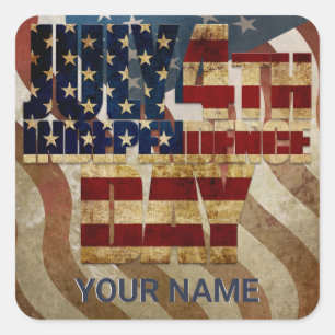 Vintage July 4th Independence Day Design Square Sticker