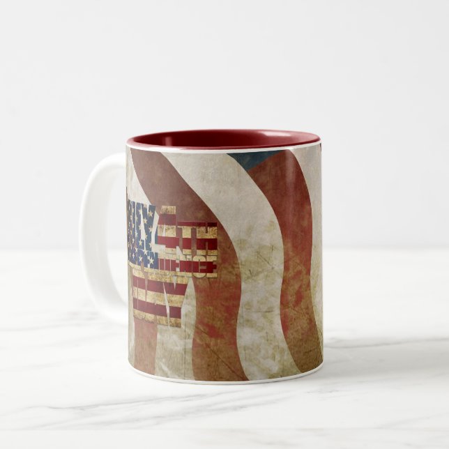 Vintage July 4th Independence Day Design Two-Tone Coffee Mug (Front Left)