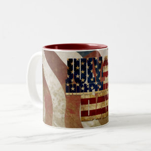Vintage July 4th Independence Day Design Two-Tone Coffee Mug