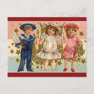 Vintage July 4th Kids Postcard