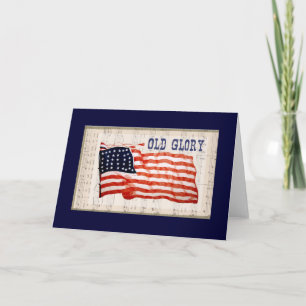 Vintage July 4th "Old Glory" Faded Flag Card