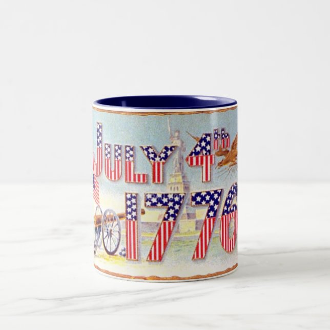 Vintage July 4TH Two-Tone Coffee Mug (Center)