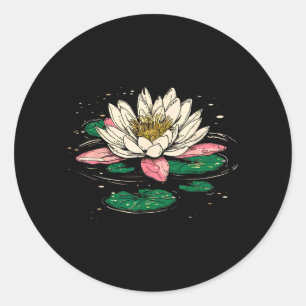 Vintage July Birth Flower Water Lily Lotus Garden Classic Round Sticker