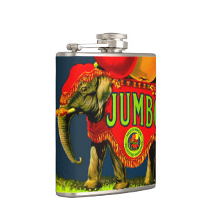 Vintage Jumbo Circus Elephant Fruit Label Flask