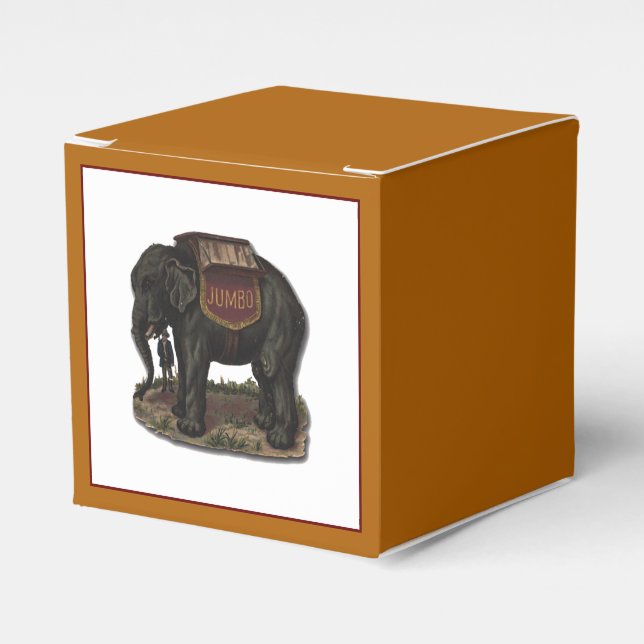 Vintage Jumbo Circus Elephant Retro Die-Cut Card Favour Box (Front Side)