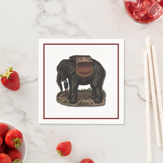 Vintage Jumbo Circus Elephant Retro Die-Cut Card Napkin (Insitu)