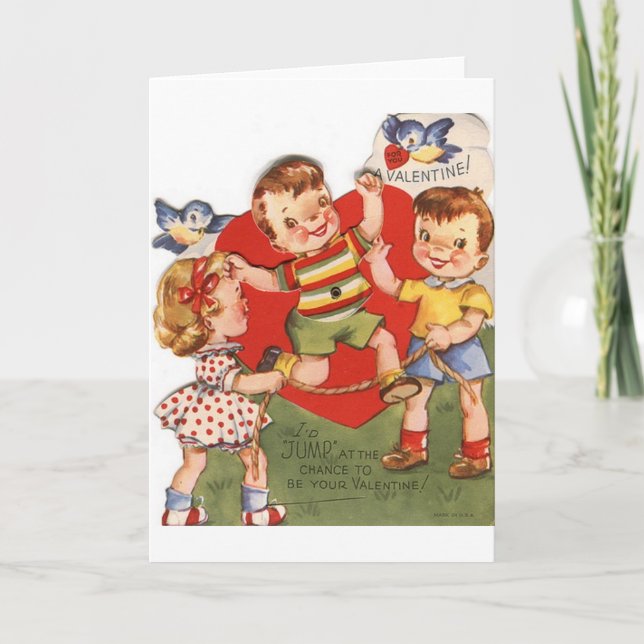 Vintage Jump Rope Valentine's Day Card (Front)