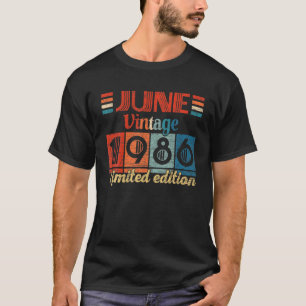 Vintage June 1986 36Th Birthday Gifts 36 Years Old T-Shirt