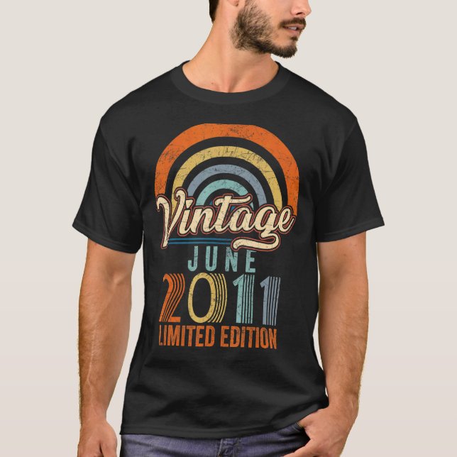Vintage June 2011 11th Birthday T-Shirt (Front)