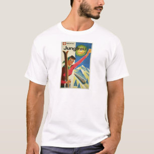 Vintage Jungfrau Switzerland Skiing Travel T-Shirt