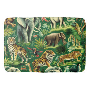 Vintage Jungle Animals Pattern Bath Mat