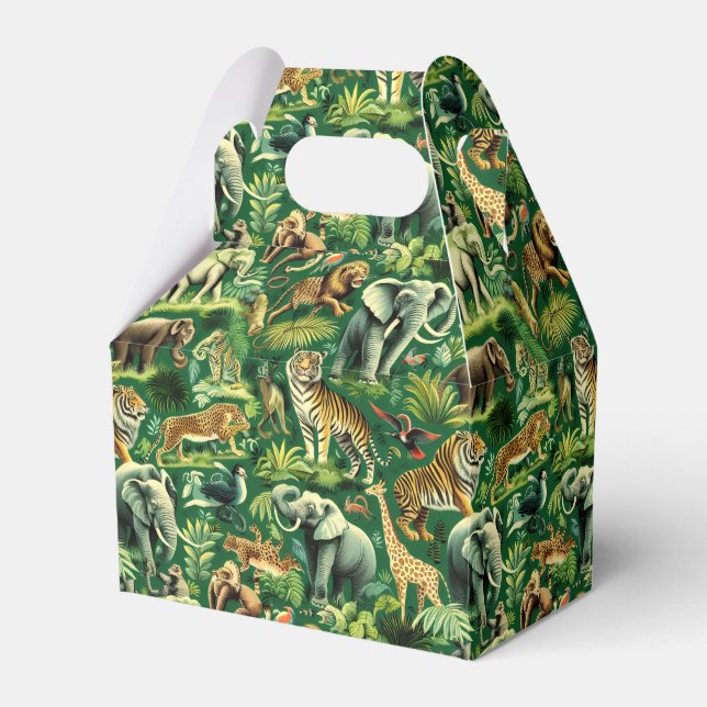 Vintage Jungle Animals Pattern Favour Box (Front Side)