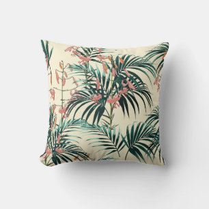 Vintage Jungle: Dark Green, Orange Lily. Cushion
