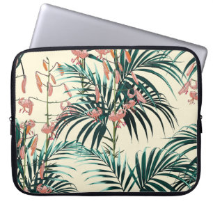 Vintage Jungle: Dark Green, Orange Lily. Laptop Sleeve
