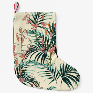 Vintage Jungle: Dark Green, Orange Lily. Small Christmas Stocking