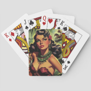 Vintage Jungle Girl Pin Up Playing Cards