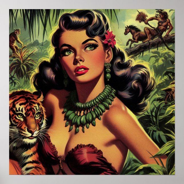 Vintage Jungle Girl Pin Up Poster (Front)