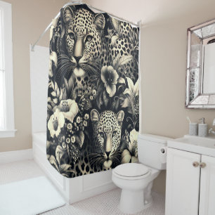 Vintage Jungle Jaguar Shower Curtain